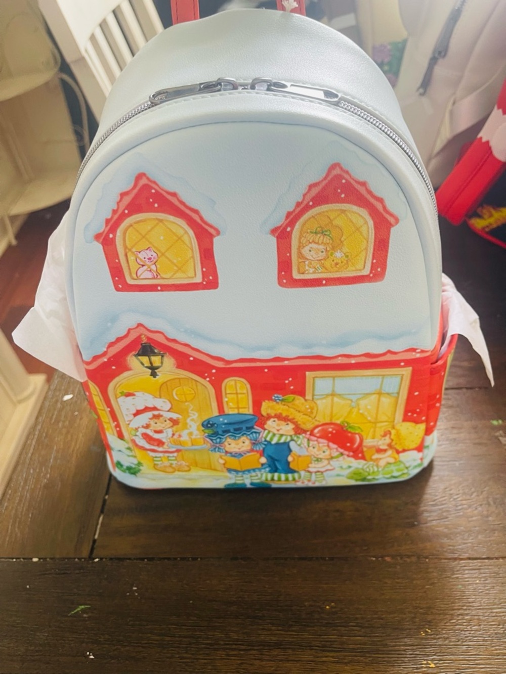 NWT Loungefly Strawberry Shortcake Illustrated Mini Backpack - Pastel Blue & Red